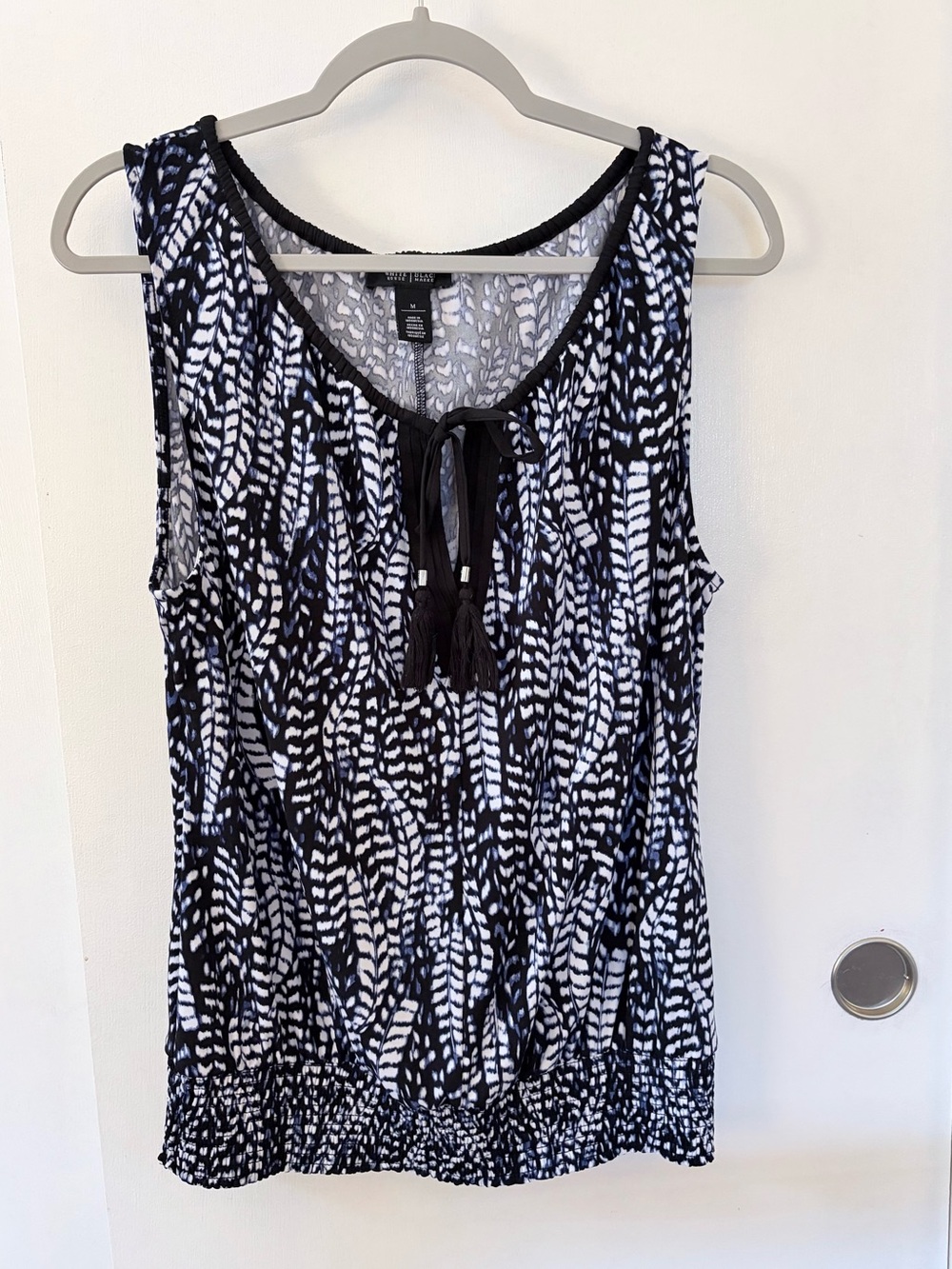 White House Black Market Navy, Black & White Tassel Tie Tank